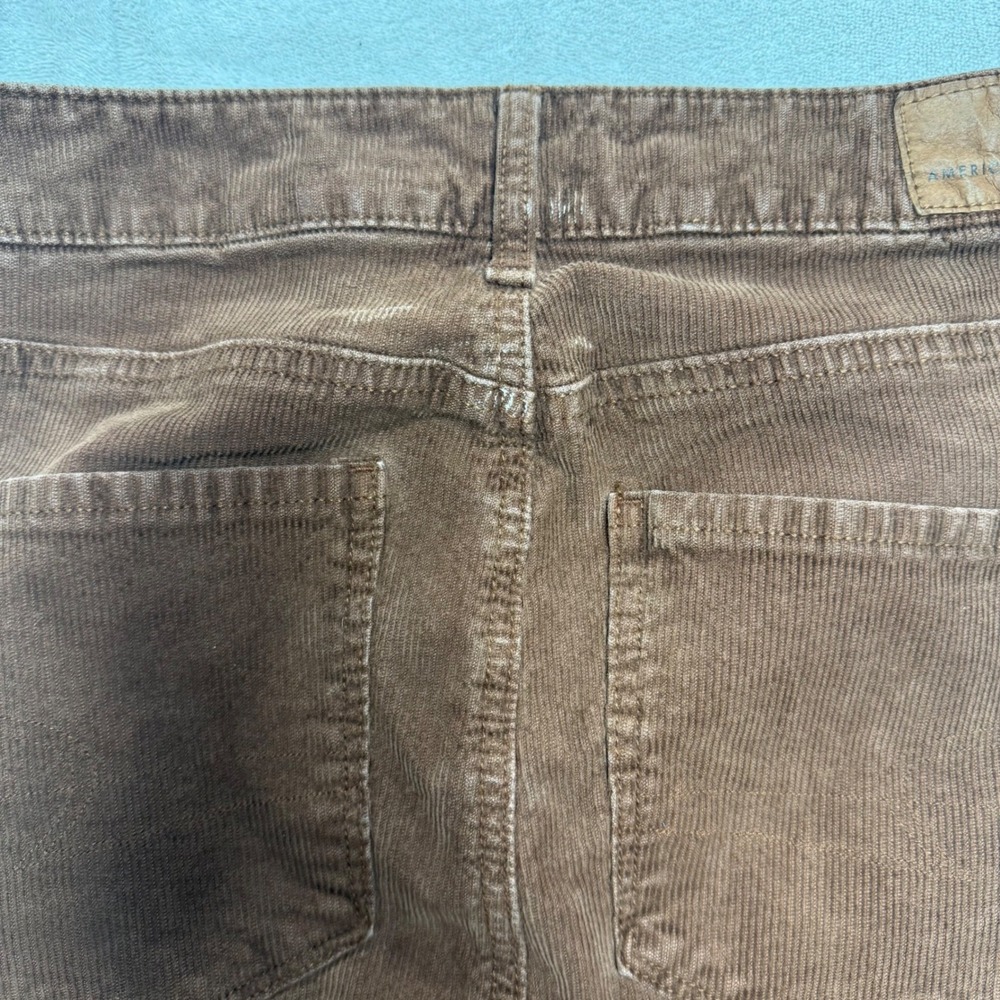 American Eagle Brown Corduroy Flare Pants High Rise Stretch Size 4 Regular - Picture 11 of 14